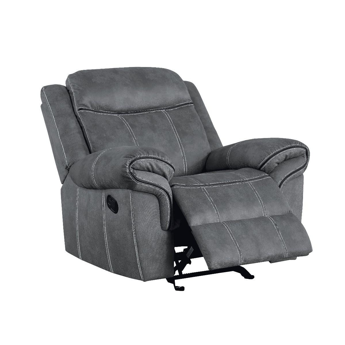 Zubaida Velvet Horizontal Upholstered Glider Recliner in 2-Tone Gray