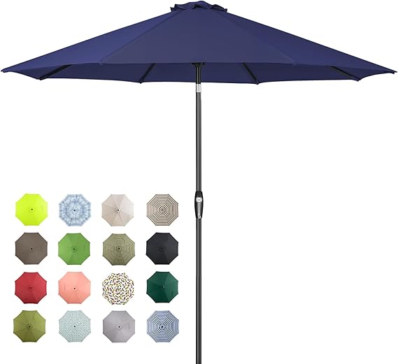 10ft Patio Market Outdoor Table Umbrella with Auto Tilt and Crank
