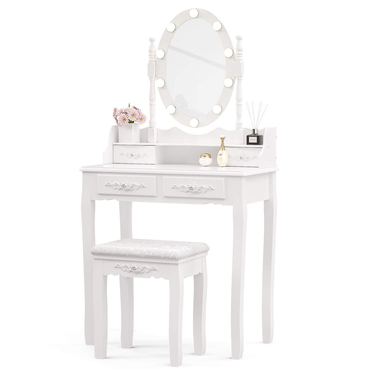 Vanity Set with Mirror & Stool (Lighted Mirror)