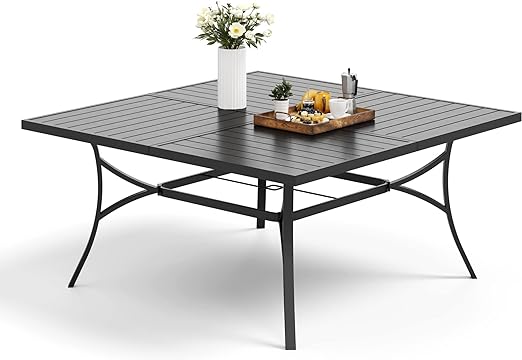 42" Square Outdoor Dining Table, Patio Furniture Wood-Like Tabletop