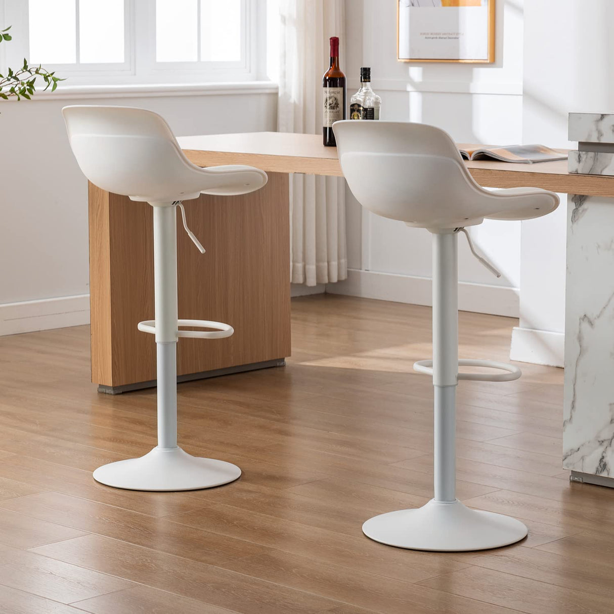 Bar Stools Set of 2, Modern Counter Height Bar Stools with Back and Soft Padded Seat