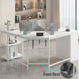 White L Shaped Corner Desk with Drawers, Reversible Modern L-Shaped Computer