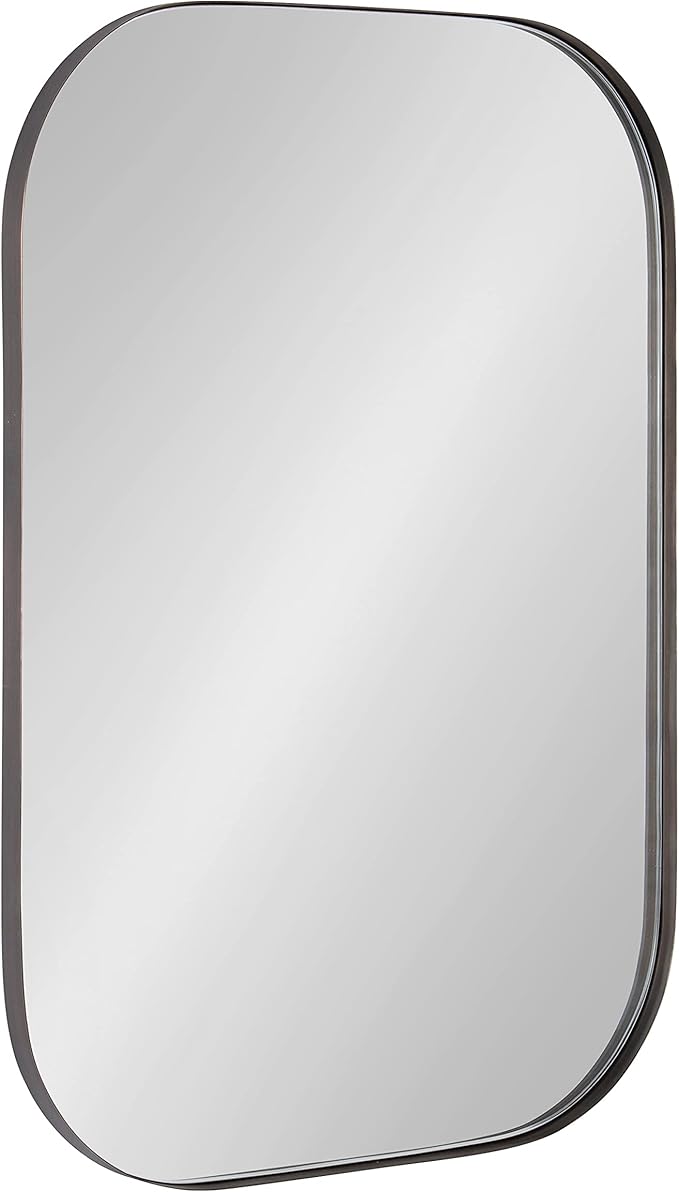 Rollo Midcentury Rounded Rectangle Mirror, Gold, Modern Metal Framed Mirror