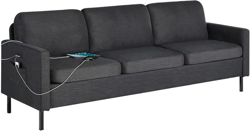 56" W Fabric Loveseat Sofa with 2 USB, Small Couches for Living Room