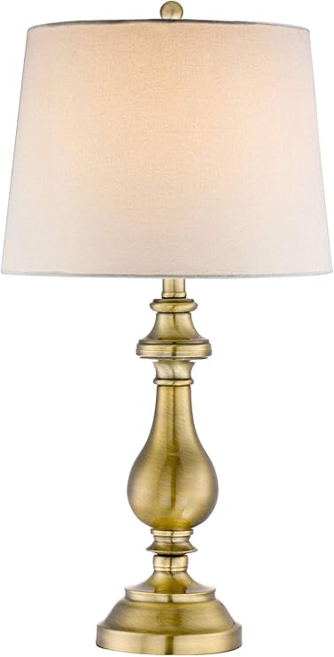 Fairlee Traditional Candlestick Style Table Lamps 26" High Set of 2 Antique Brass Gold