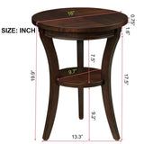 Round Solid Wood Coffee Table Side End Accent Table for Living Room Bedroom Office