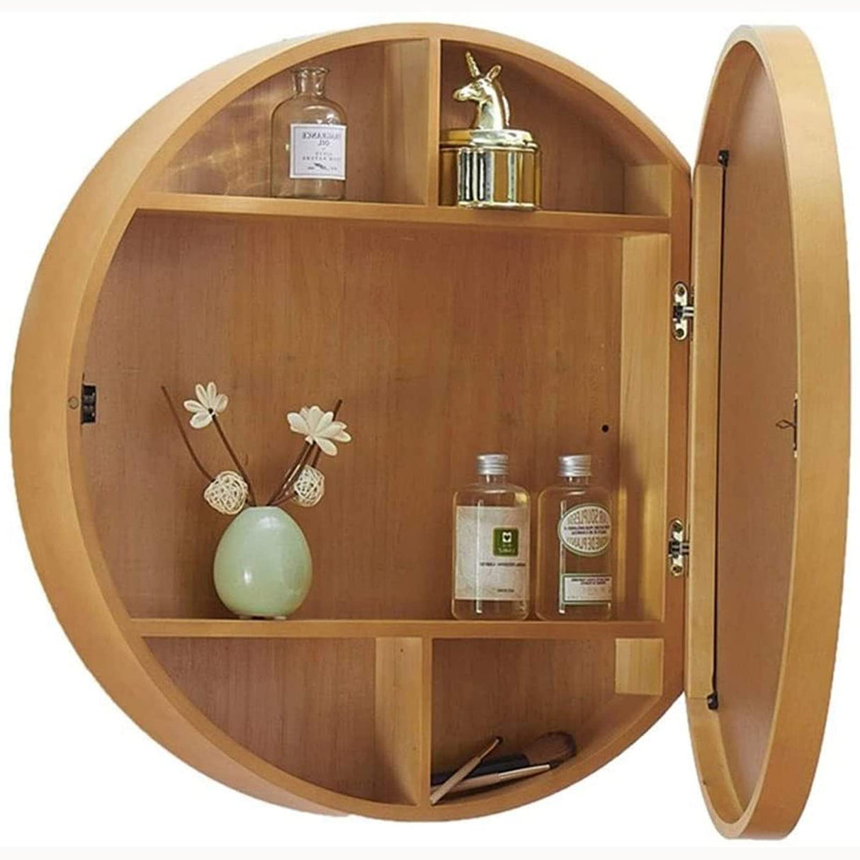 Round Bathroom Vanity Mirror with Cabinet, Bathroom with Wall Storage Cabinet
