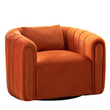 Swivel Barrel Chair,Velvet Accent Chairs for Living Room,Modern Channel Comfy Armchair