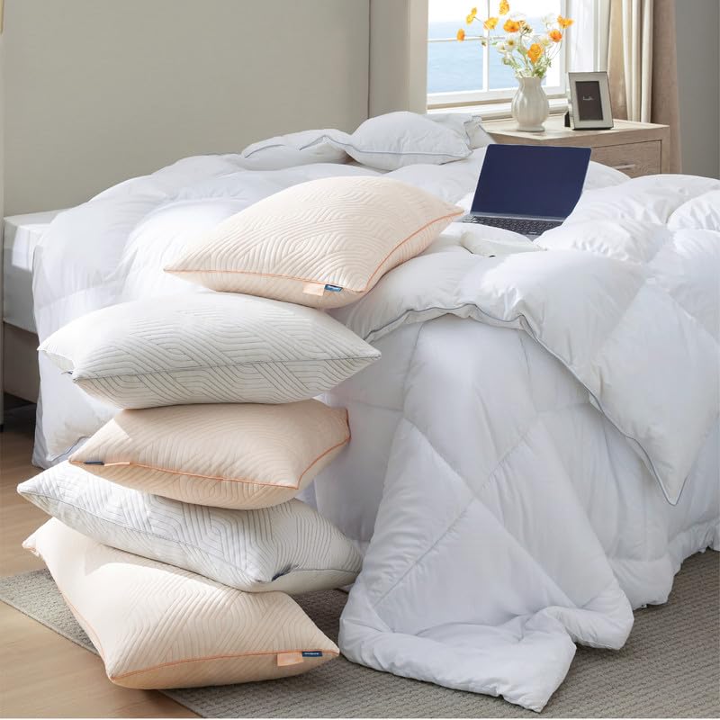 Memory Foam Pillows Queen Size, Set of 2, Adjustable Firm Bed Pillows for Sleeping