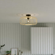 Rattan Flush Mount Light Fixture, 16 Inch Large Boho Light Fixtures Ceiling