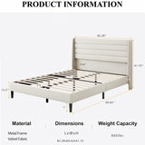 Queen Upholstered Bed Frame with Velvet Headboard