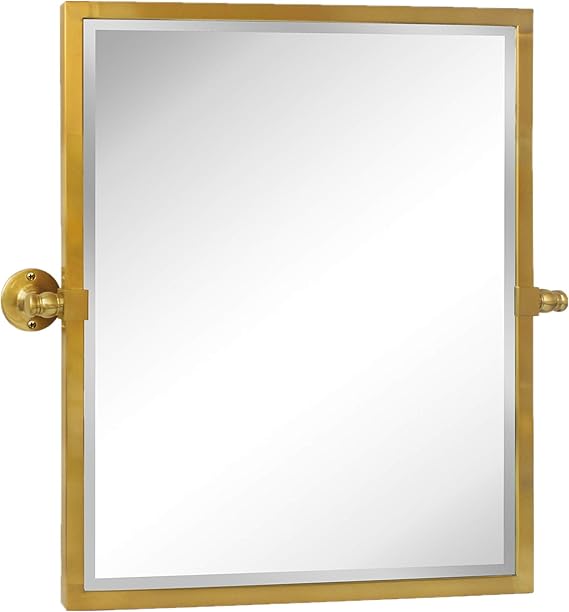 ' Black Metal Framed Pivot Rectangle Bathroom Mirror Tilting Beveled Vanity