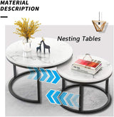 Nest of 2 Tables, MDF Round Side Sofa Table Small Coffee Tea Table for Living Room