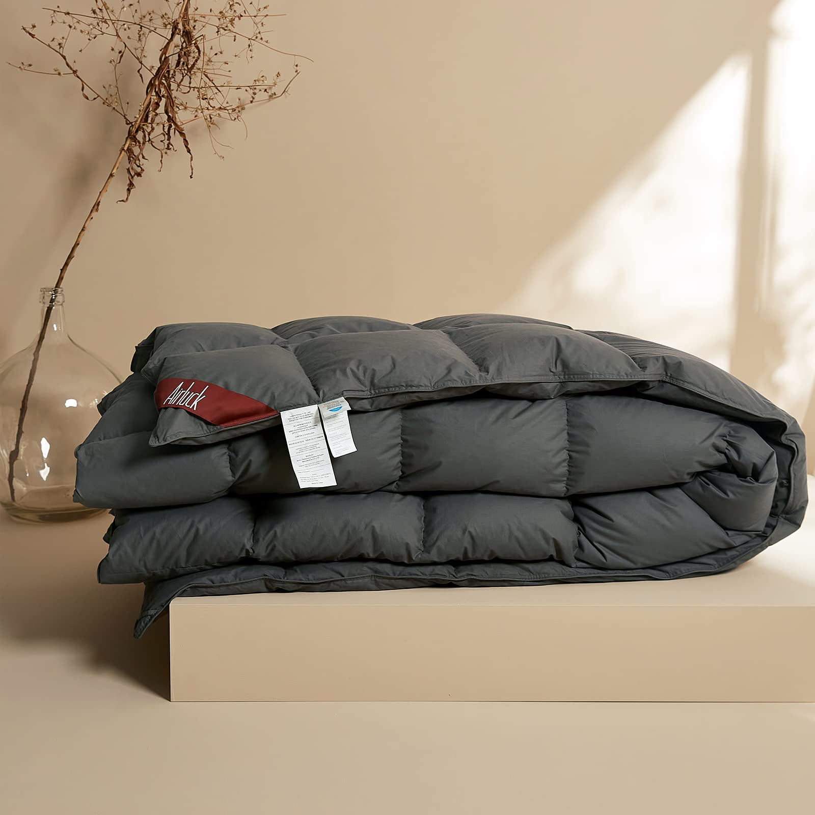Luxury Feather Down Comforter Queen/Full Size, Medium Warm All Seasons Duvet Insert