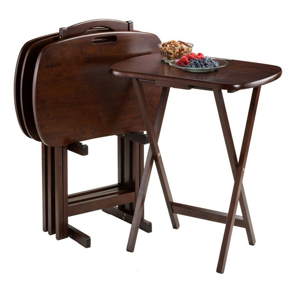 Winsome 5-Piece TV Tray Table Set with Handles and Stand
