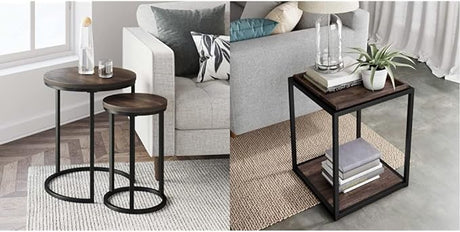 Lula Nesting Round Side Set of 2, Accent End Table for Living Room