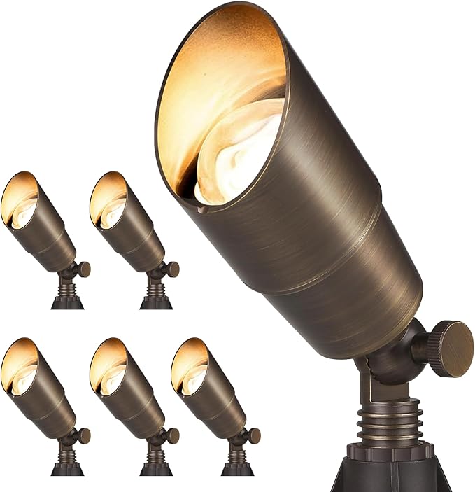 Solid Brass Outdoor Landscape Spotlights, 12V LED Low Voltage Landscape