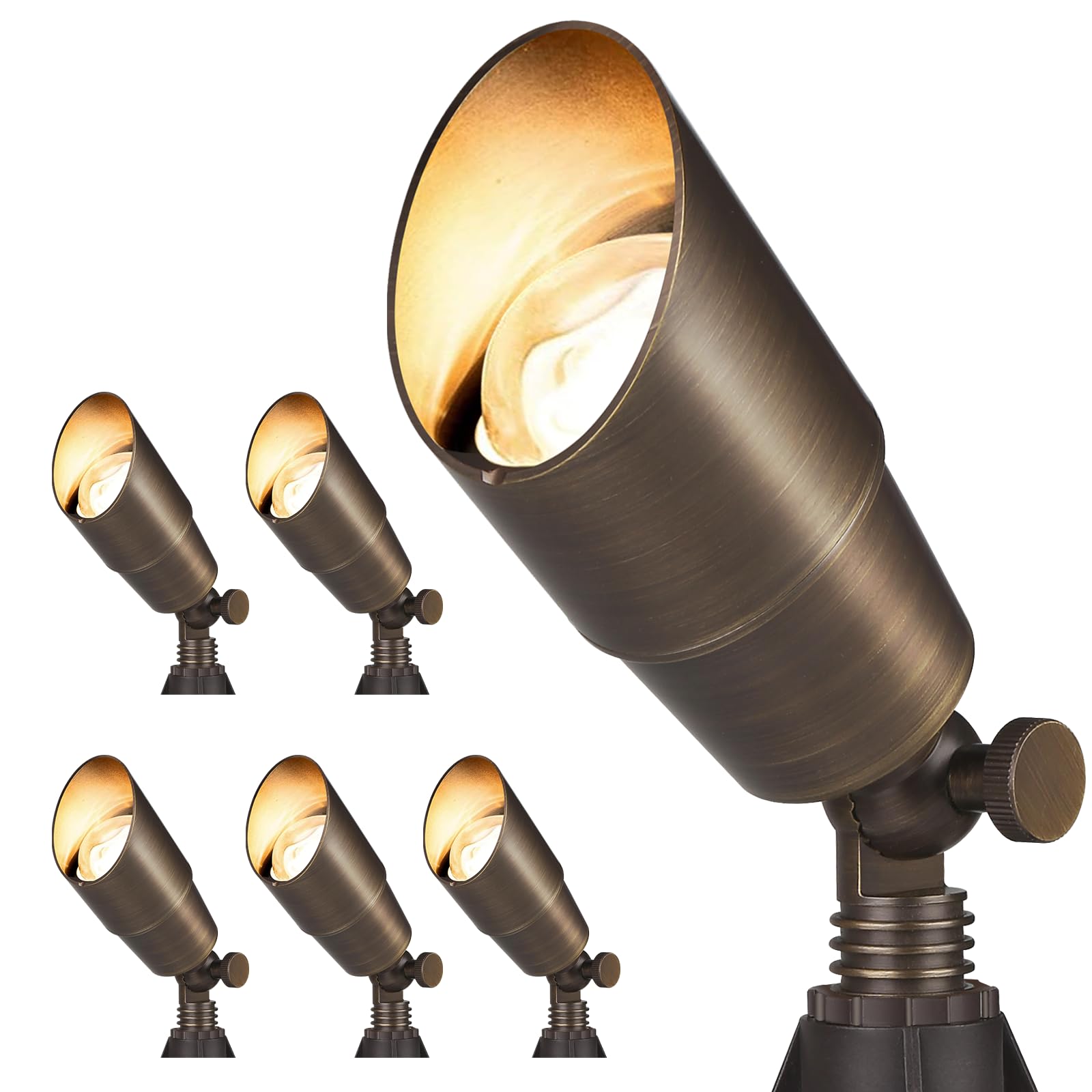 Solid Brass Outdoor Landscape Spotlights, 12V Heavy Duty Low Voltage LED Spot Light