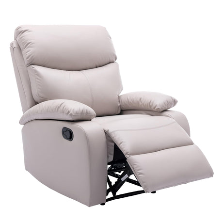 Recliner Chairs for Adults, Small Recliners for Small Spaces, PU Leather Recliner Chair, Single Sofa Living Room Chair for RV, Beige