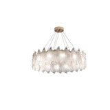 Apkaf 6-Lights Glass Feather Light Fixture Glass Chandelier,Modern LED Chandeliers Glass Chandeliers Ceiling Light for Bedroom Dining Room Hallway