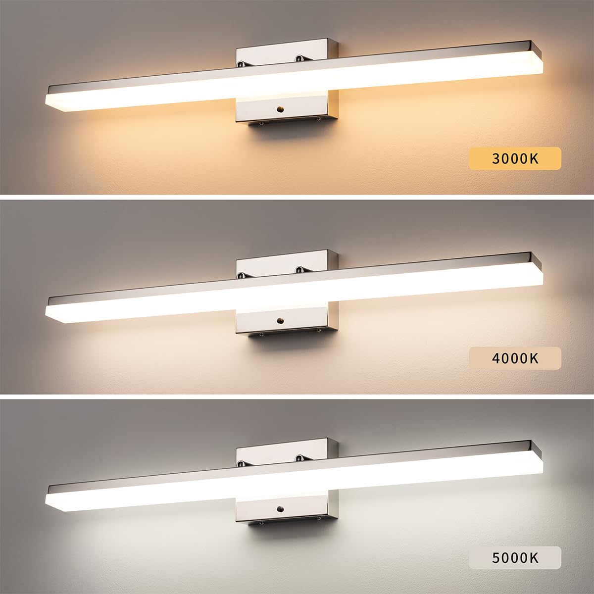 32" Modern LED Vanity Lights for Bathroom Chrome Vanity Light Bar for Mirror 3 CCT