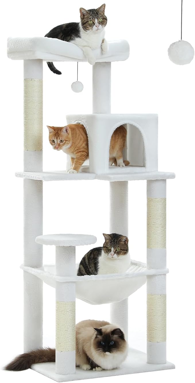 Cat Tree for Large Cats Adult with Metal Plush Big Hammock