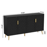 Buffet Cabinet with Storage, 4 Doors Accent Sideboard Cabinet, Modern Credenza with Adjustable Shelves Cupboard Console Table for Living Room, Kitchen, Dining Room, Hallway, Black