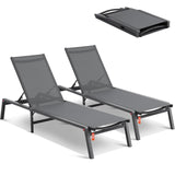 2 Pcs Chaise Lounge Chairs Outdoor, Aluminum Patio Lounge Chairs