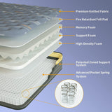 Queen Mattress, 12 inch Pillow Top Innersprings Hybrid Mattress