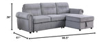 Ashton Gray Velvet Fabric Reversible Sleeper Sectional Sofa Chaise