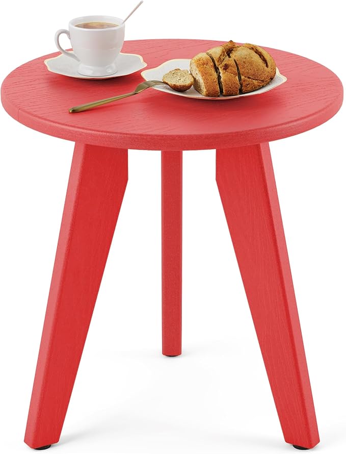 Outdoor Side Table, HDPE Outdoor Table, Small Round Side Table Weather-Resistant