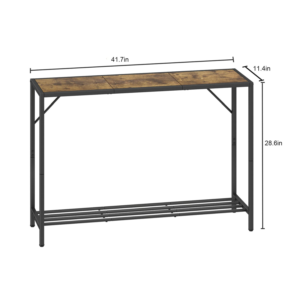 Console Table, 41.7" Industrial Entryway Table with Shelf, Narrow Sofa Table for Hallway,