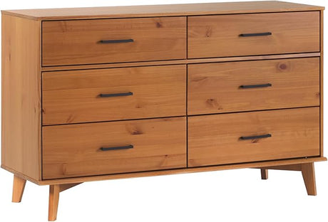 Modern 6-Drawer Dresser Bedroom Storage Organizer, 52 Inch, Walnut Finish