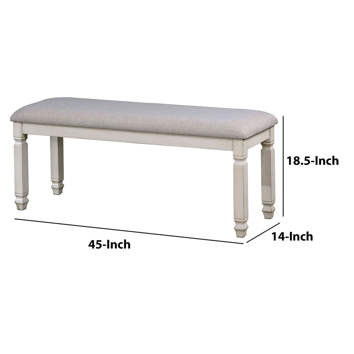 Fabric Upholstered Wooden Bench, White