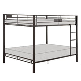 Kaleb Metal Frame Queen Over Queen Bunk Bed with Ladder in Sandy Black