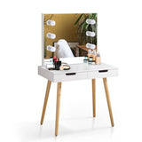 with Mirror, Wooden Vanity Table Makeup Dressing Desk with LED Light, Dressing Table