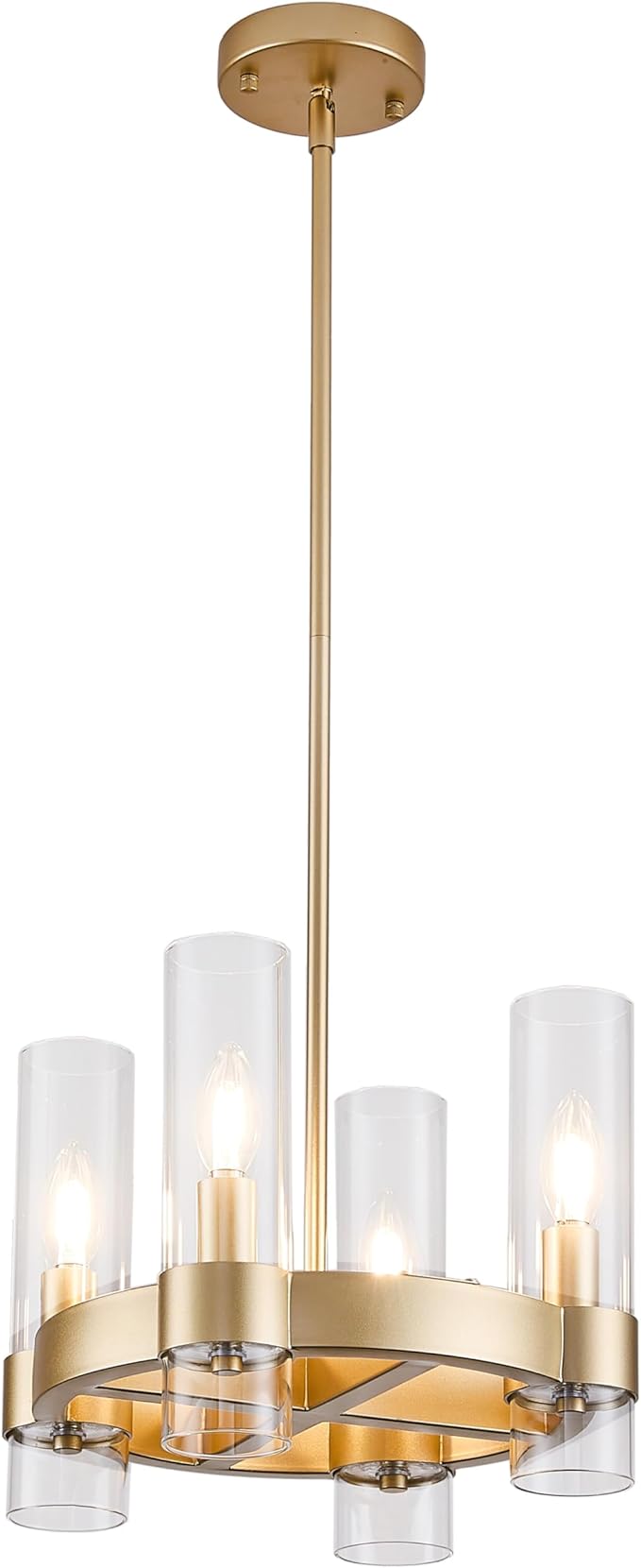 Wagon Wheel Chandelier 8-Light Glass Pendant Light, Industrial Modern Golden Pendant