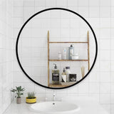 Circle Mirror 24 Inch Brushed Aluminum Frame Black