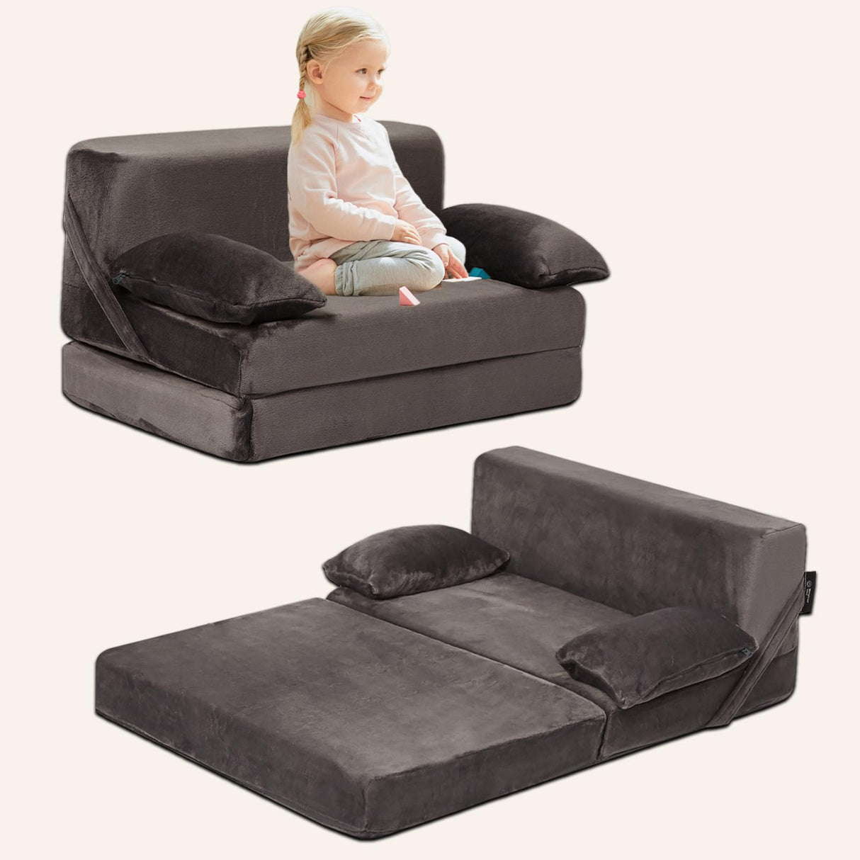 Idea 2-in-1 Kids Sofa Couch for Girls and Boys, Chairs Comfy Children Couch, Convertible