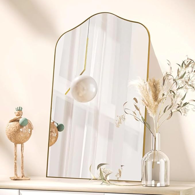 Irregular Wall Mirror, 22x35 Matte Black Asymmetrical Mirror with Metal Frame