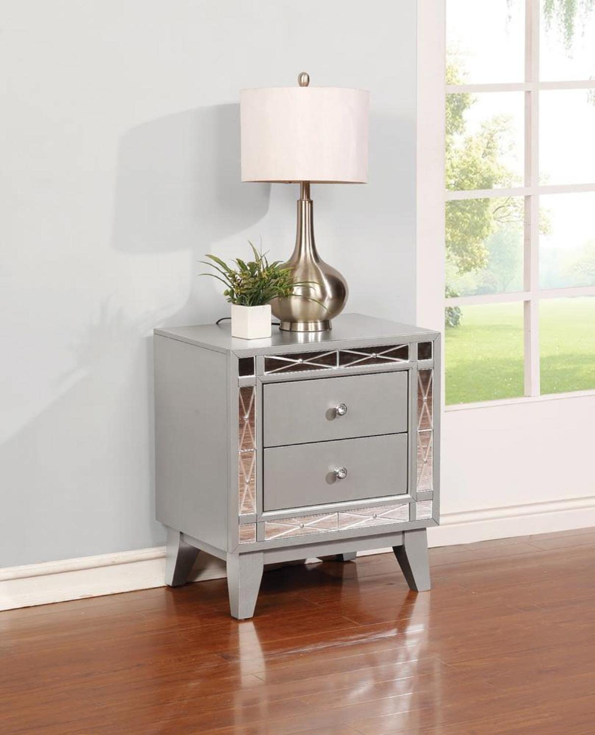 Leighton Modern Glam 2 Drawer Nightstand