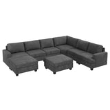 Sectional Couch with Storage Ottoman, Corduroy Modular Sectional Sofa