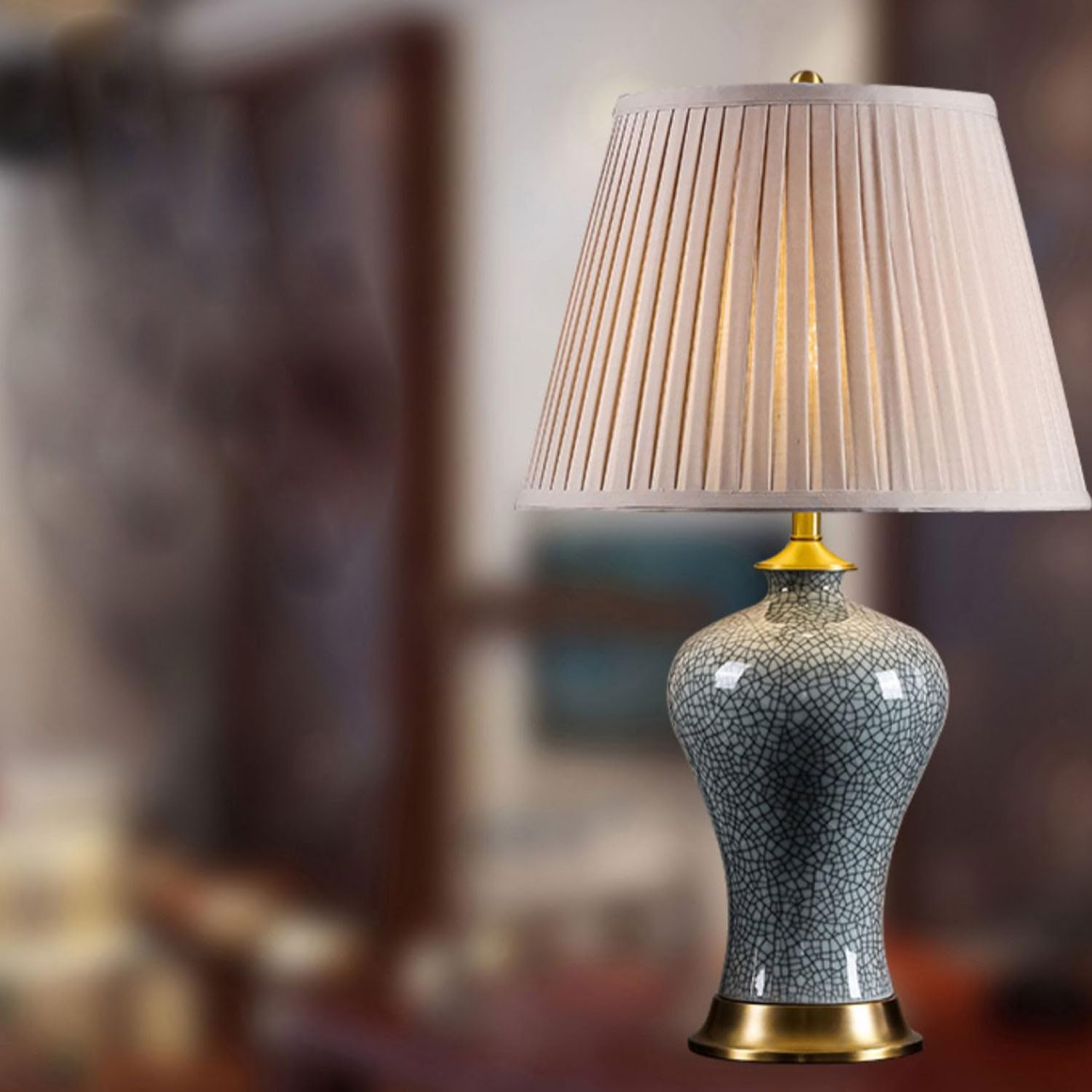Bedside lamp lamp for Bedroom Table lampsNew Chinese -Style Minimalist Retro Ceramics Table Lamp
