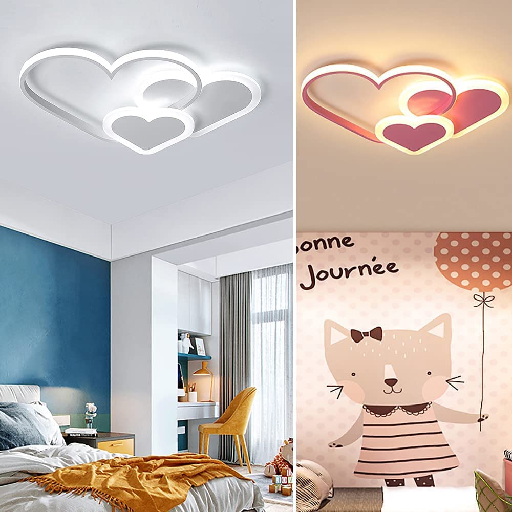Heart Shaped LED Ceiling Light - Dimmable Kids Room Chandelier