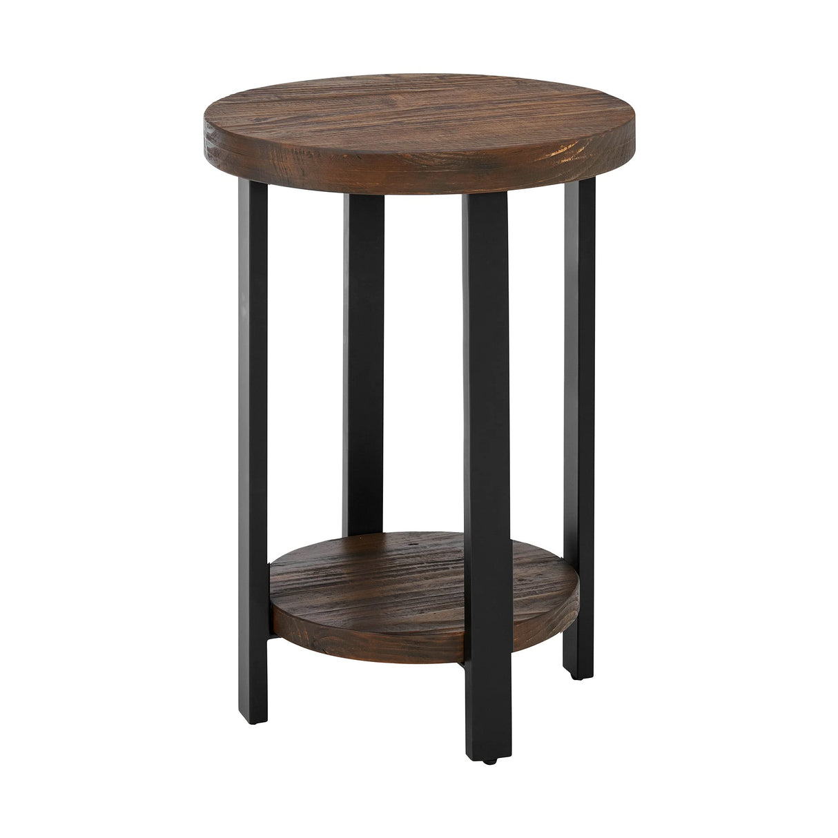 Pomona 20"W x 27"H Round End Table with 2 Shelves, Solid Wood Top