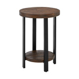 Pomona 20"W x 27"H Round End Table with 2 Shelves, Solid Wood Top