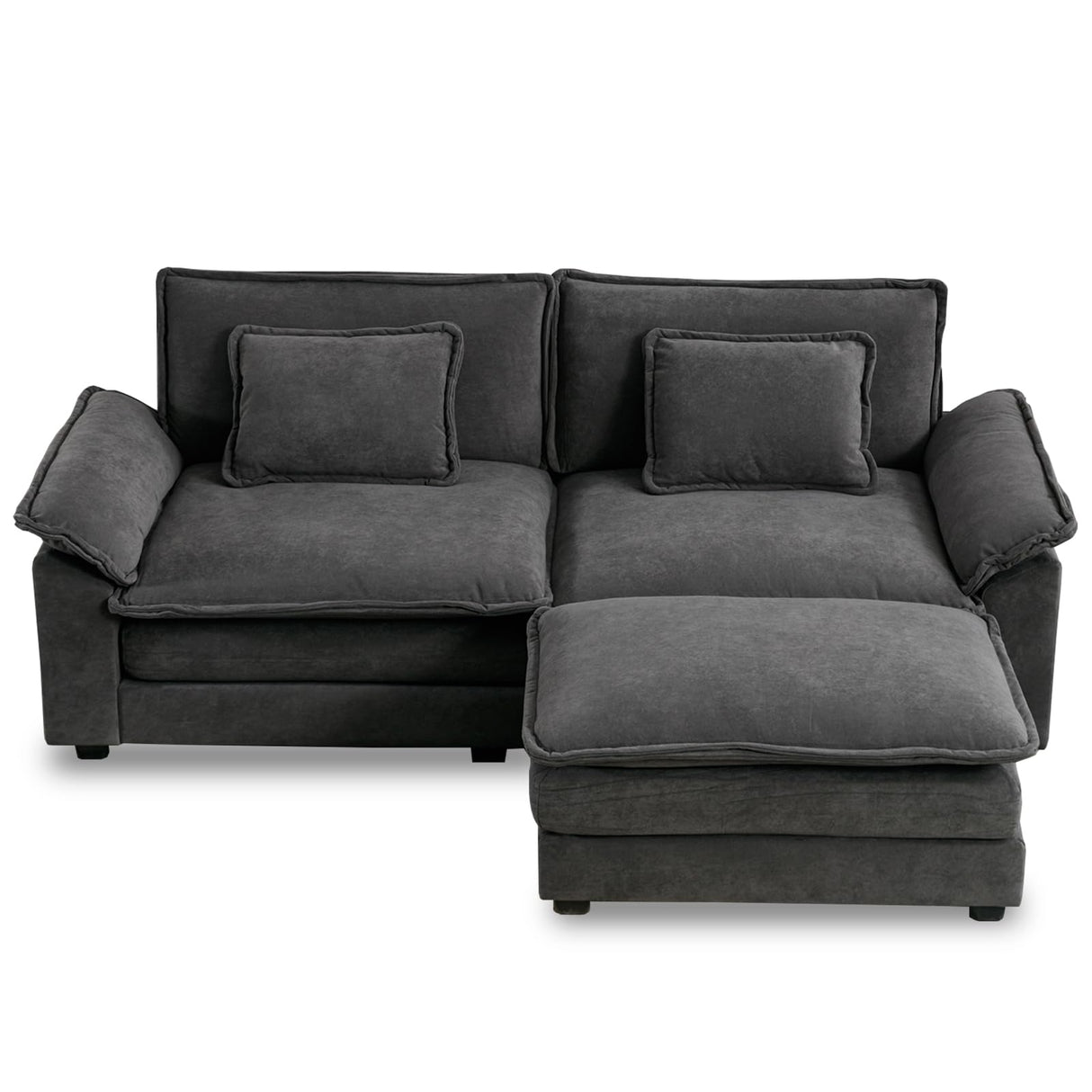 Sectional Sofa Couch, Modern Chenille Sofa Sleeper Deep Seat Couches with Ottoman/Pillows for Living Room