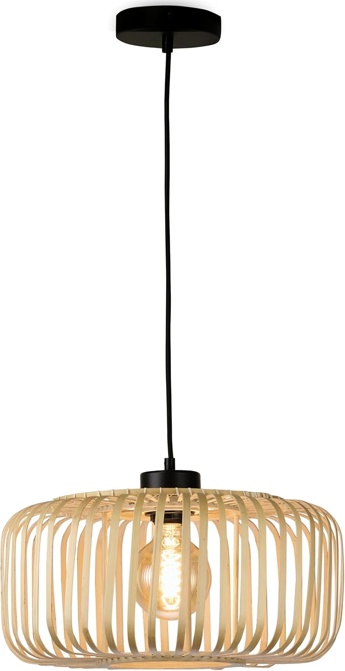 Rattan Flush Mount Light Fixture, 16 Inch Large Boho Light Fixtures Ceiling, Coastal