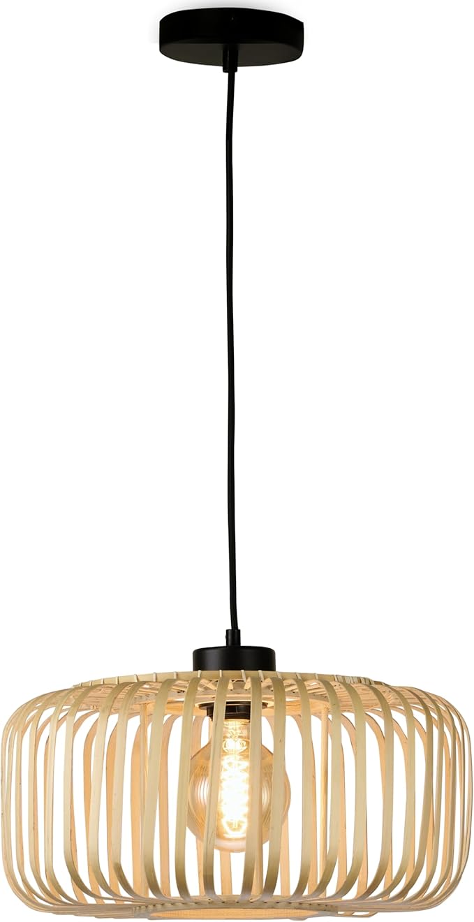 Rattan Flush Mount Light Fixture, 16 Inch Large Boho Light Fixtures Ceiling