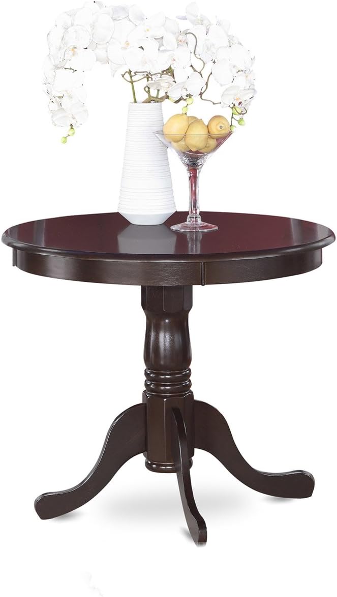 Antique 5 Piece Kitchen Set for 4 Includes a Round Table with Pedestal and 4 Faux Leather